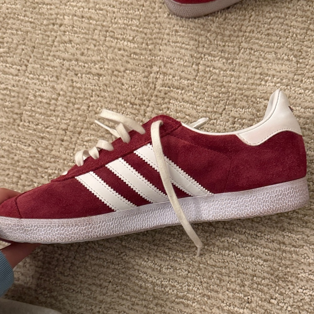 Adidas Gazelle Burgundy and White Sneakers - Picture 2 of 4